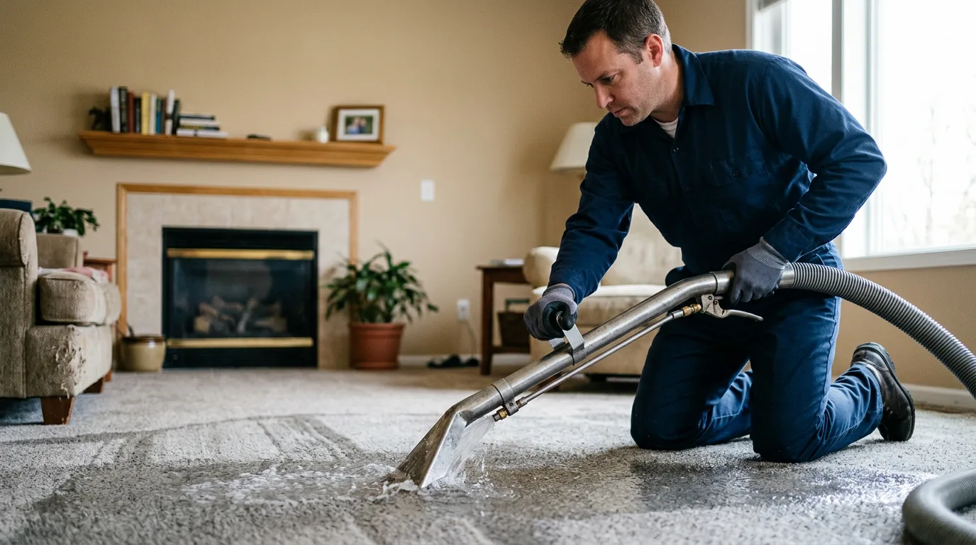 Water damage restoration technician working near Belden, NE